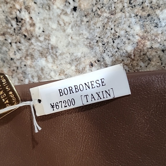 Borbonese large Clutch Brown Leather Bag with Textured Strap - Picture 11 of 14